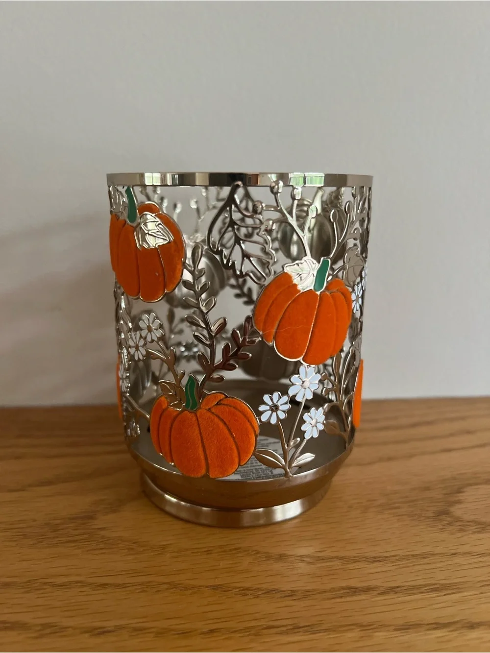 Bath Body Works candle holder sleeve flocked pumpkins for medium single wick NWT